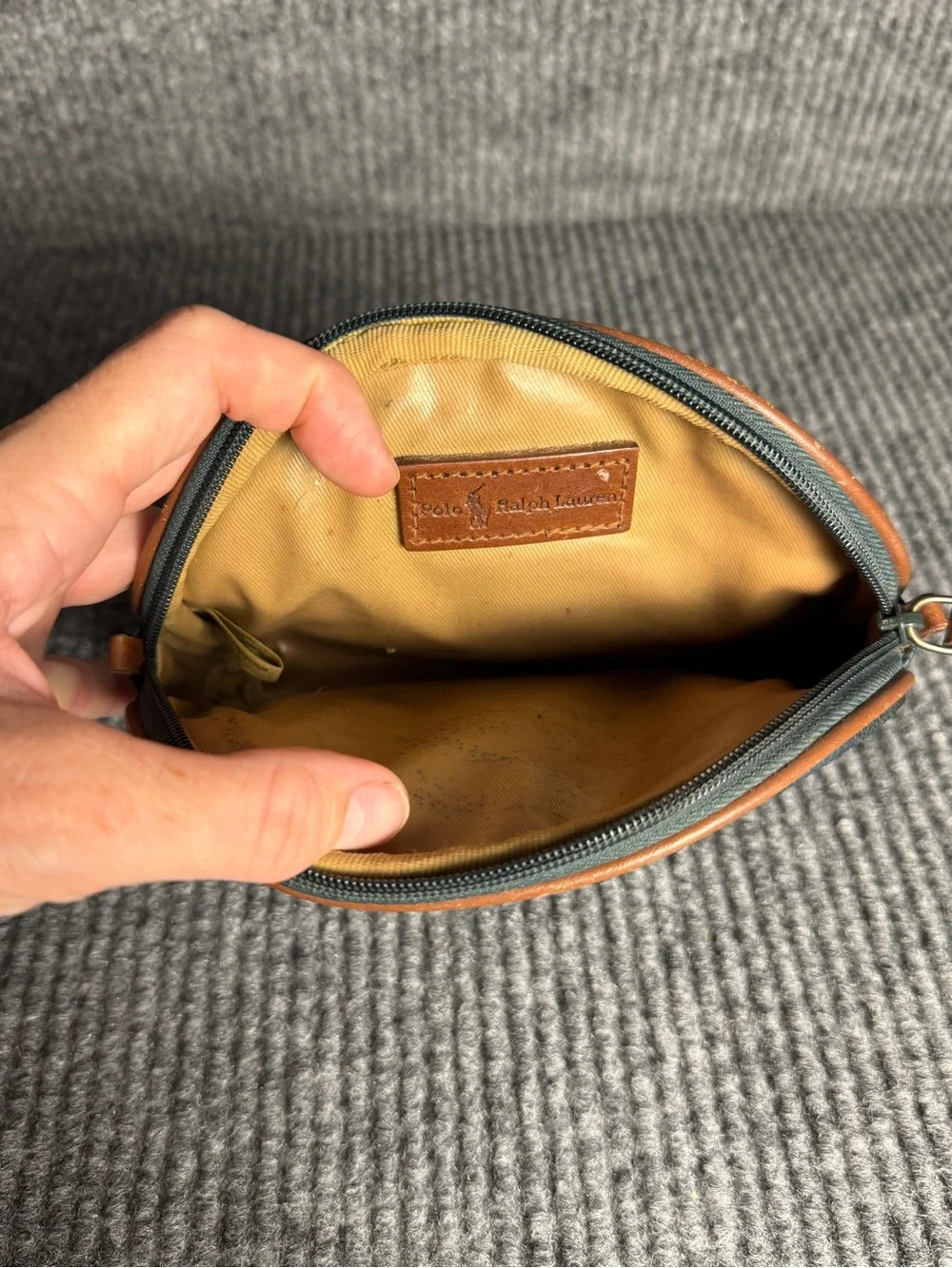 Vintage Polo Ralph Lauren Black Watch Plaid Dome Cosmetic Pouch Clutch Bag